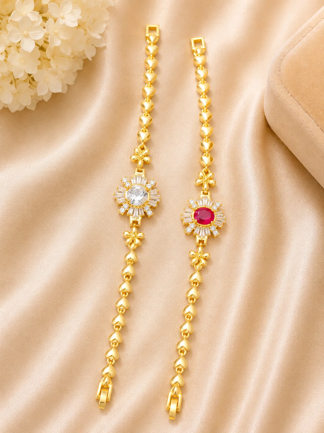 Heart Chain Couple Bracelet Set
