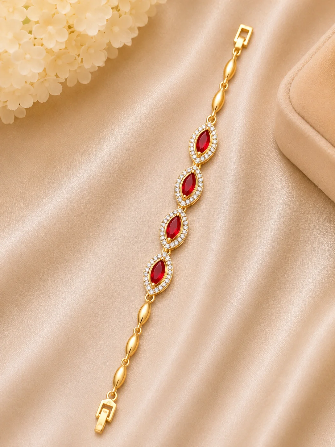 Gold Ruby Crystal Bracelet