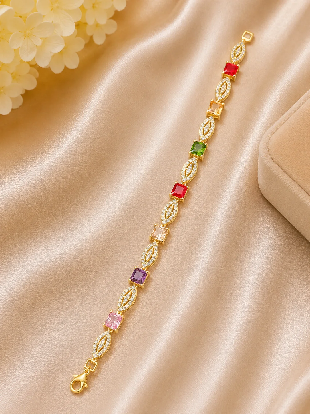 Golden Multi-Color Crystal Bracelet