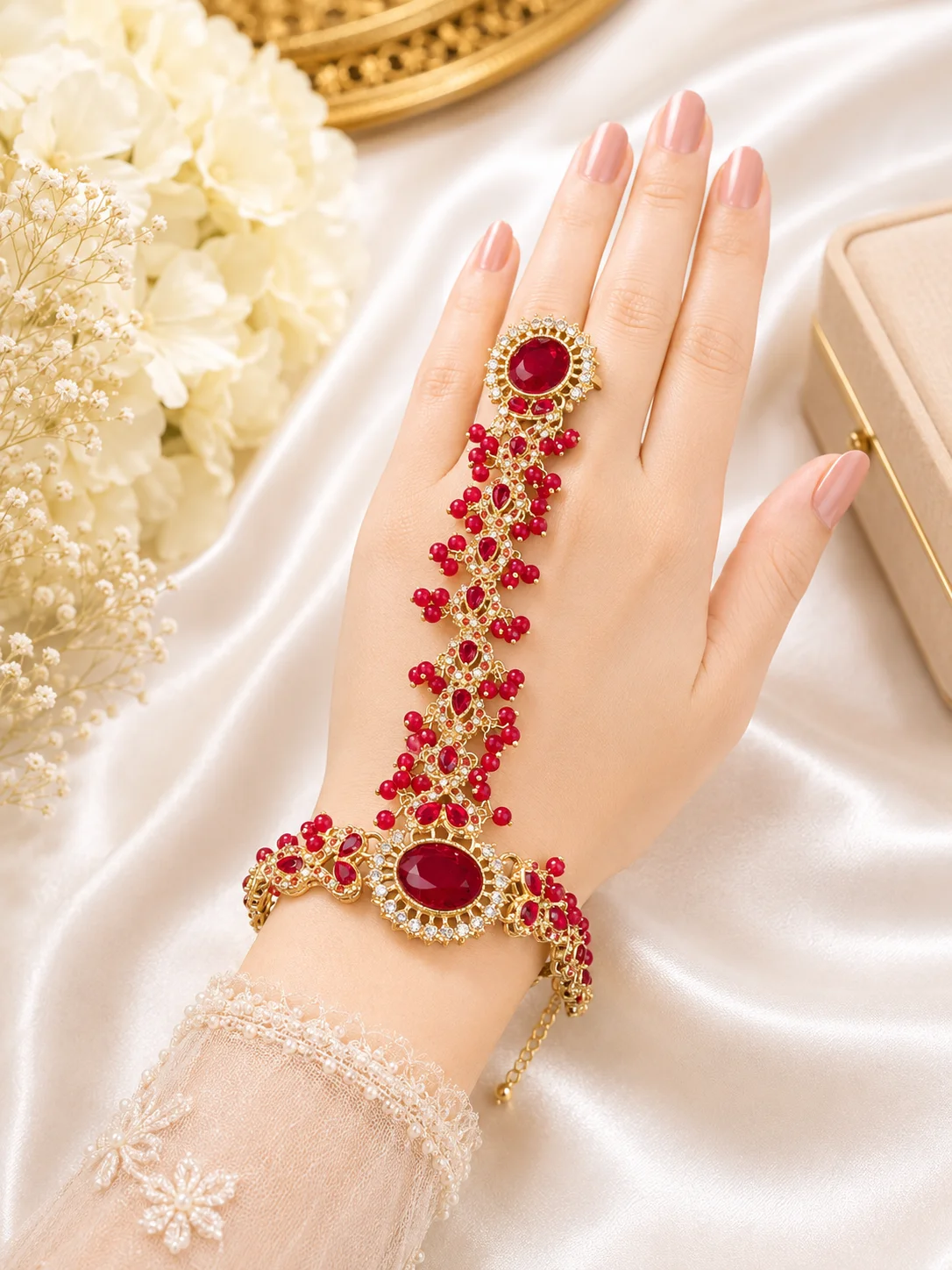 Multicolor Kundan Hand Harness Jewelry