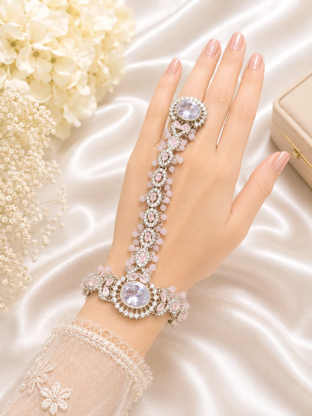 Multicolor Kundan Hand Harness Jewelry