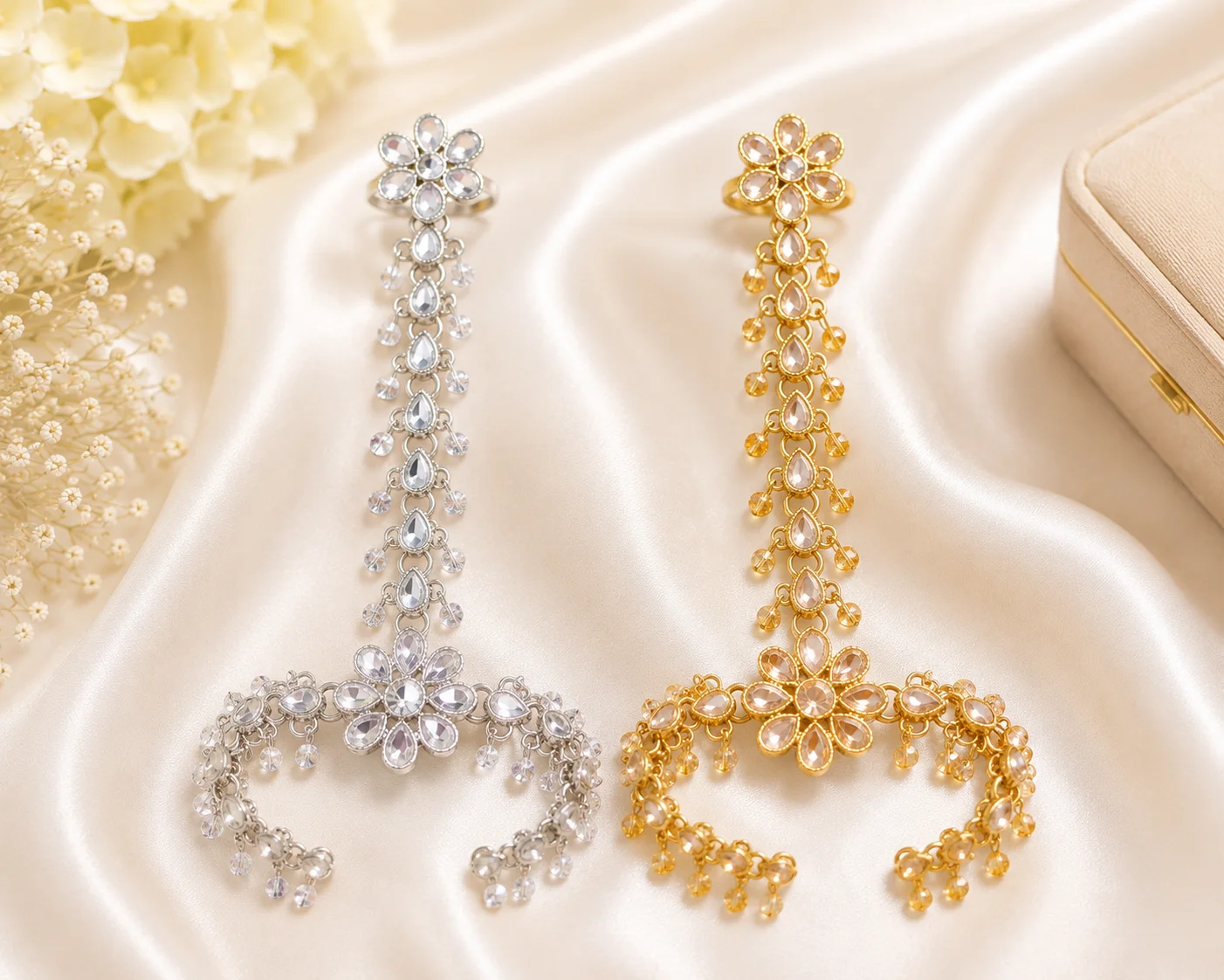 Floral Kundan Hath Phool