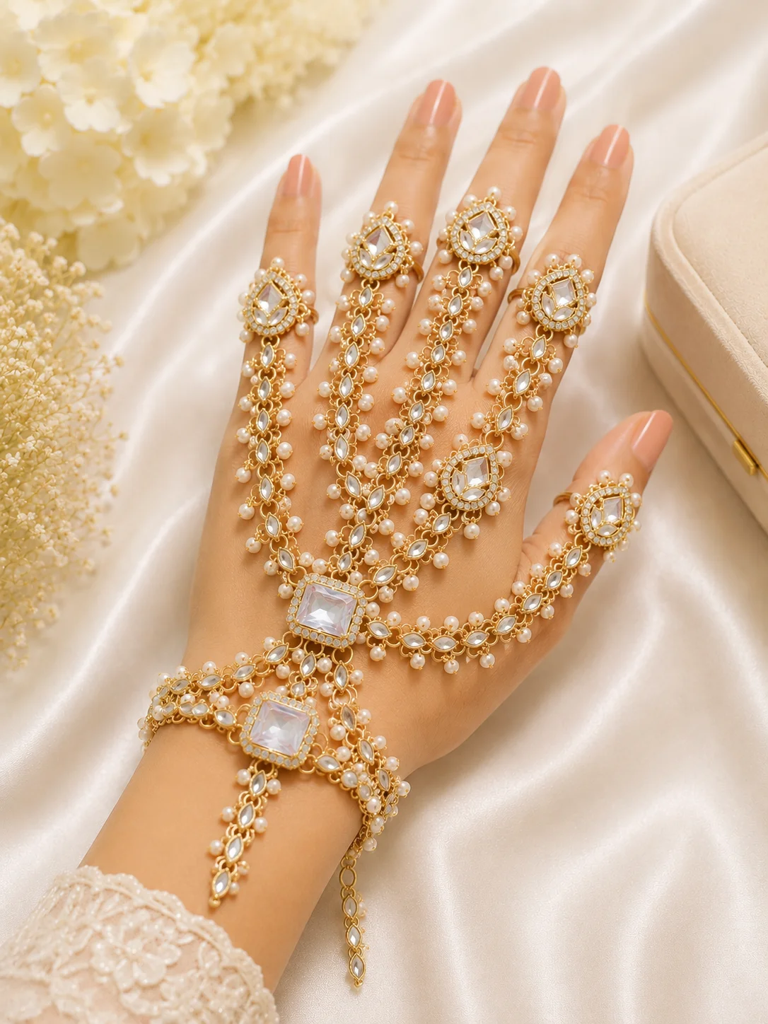 Finger Kundan Pearl Bridal