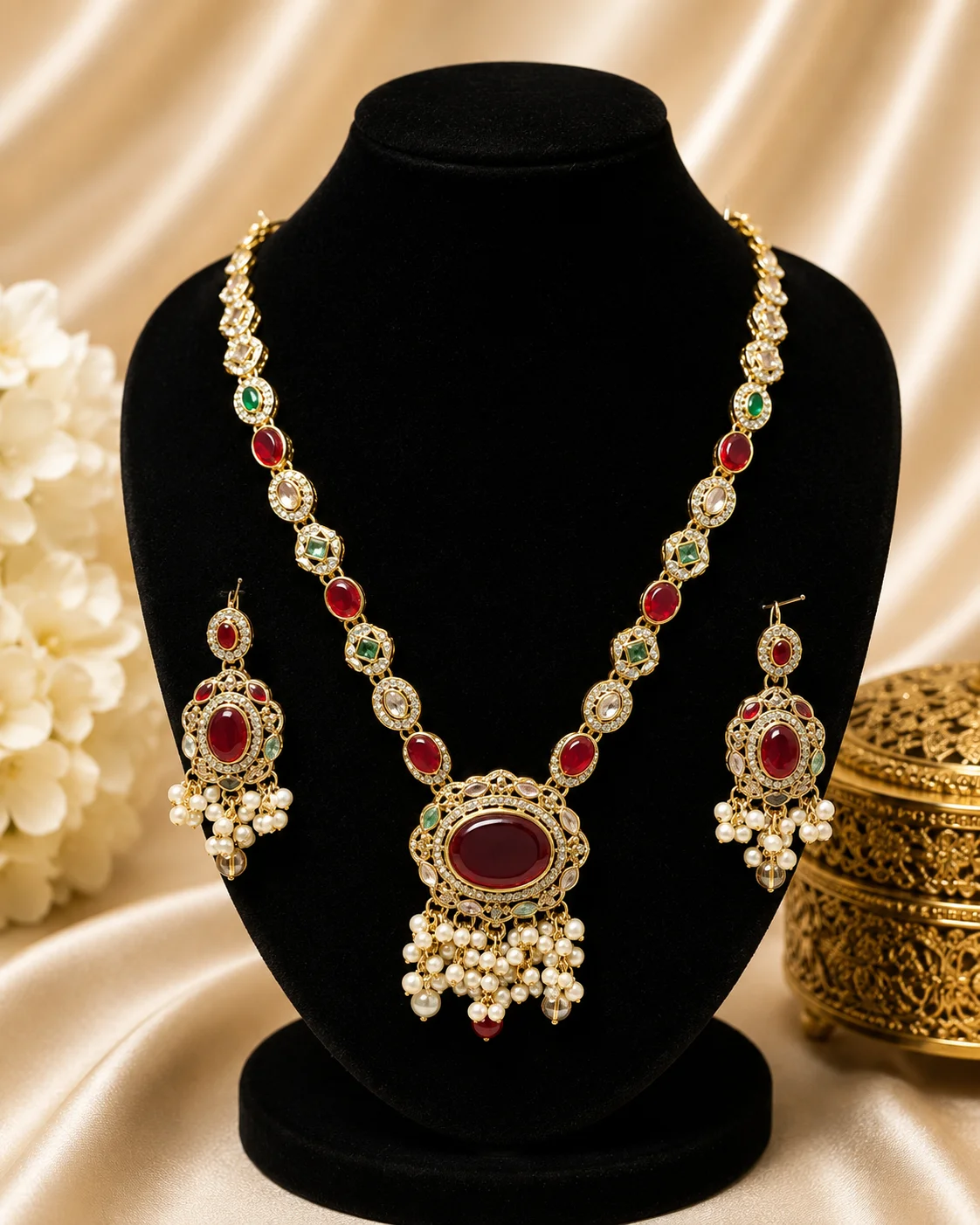 Royal Red & Multi Color Turkish Mala Set – Luxury Bridal Jewelry
