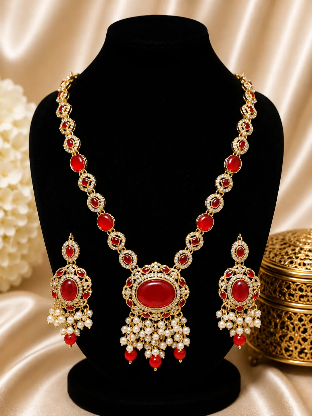 Royal Red & Multi Color Turkish Mala Set – Luxury Bridal Jewelry