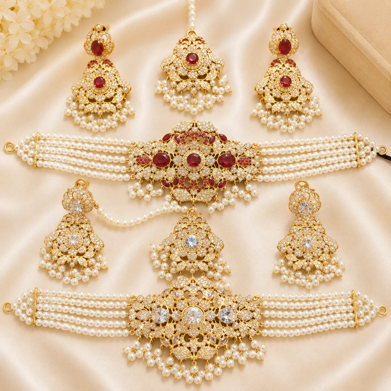 Party Wear Pearl Choker Set with Earrings