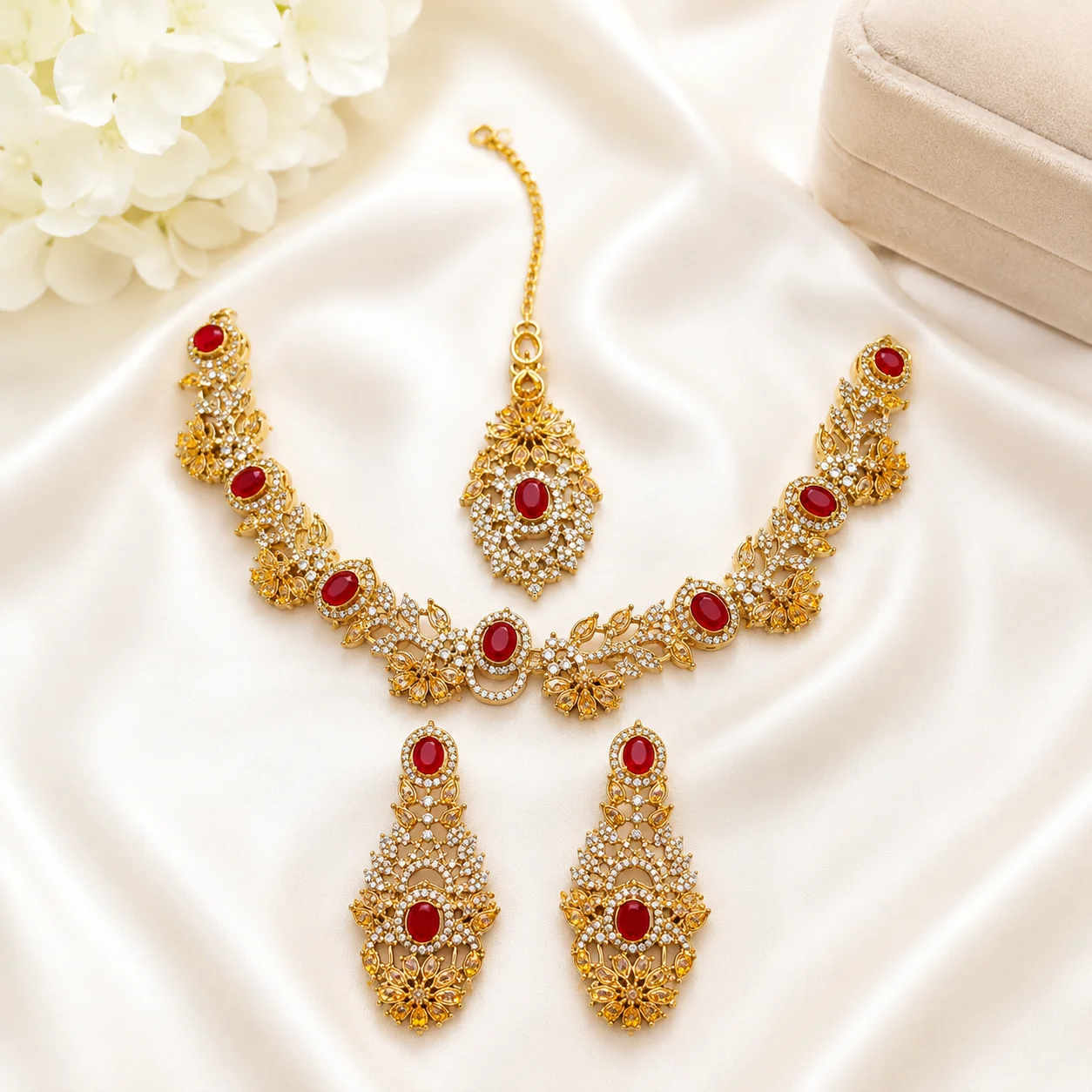 PARTY WEAR Royal Red & Gold Set