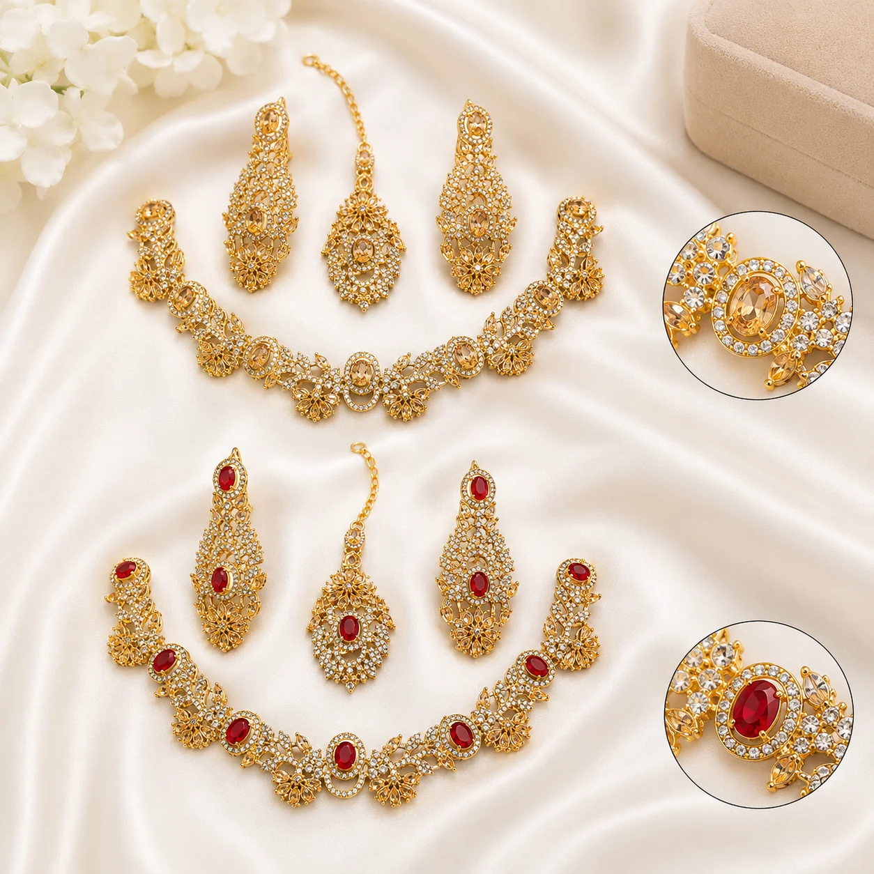 PARTY WEAR Royal Red & Gold Set