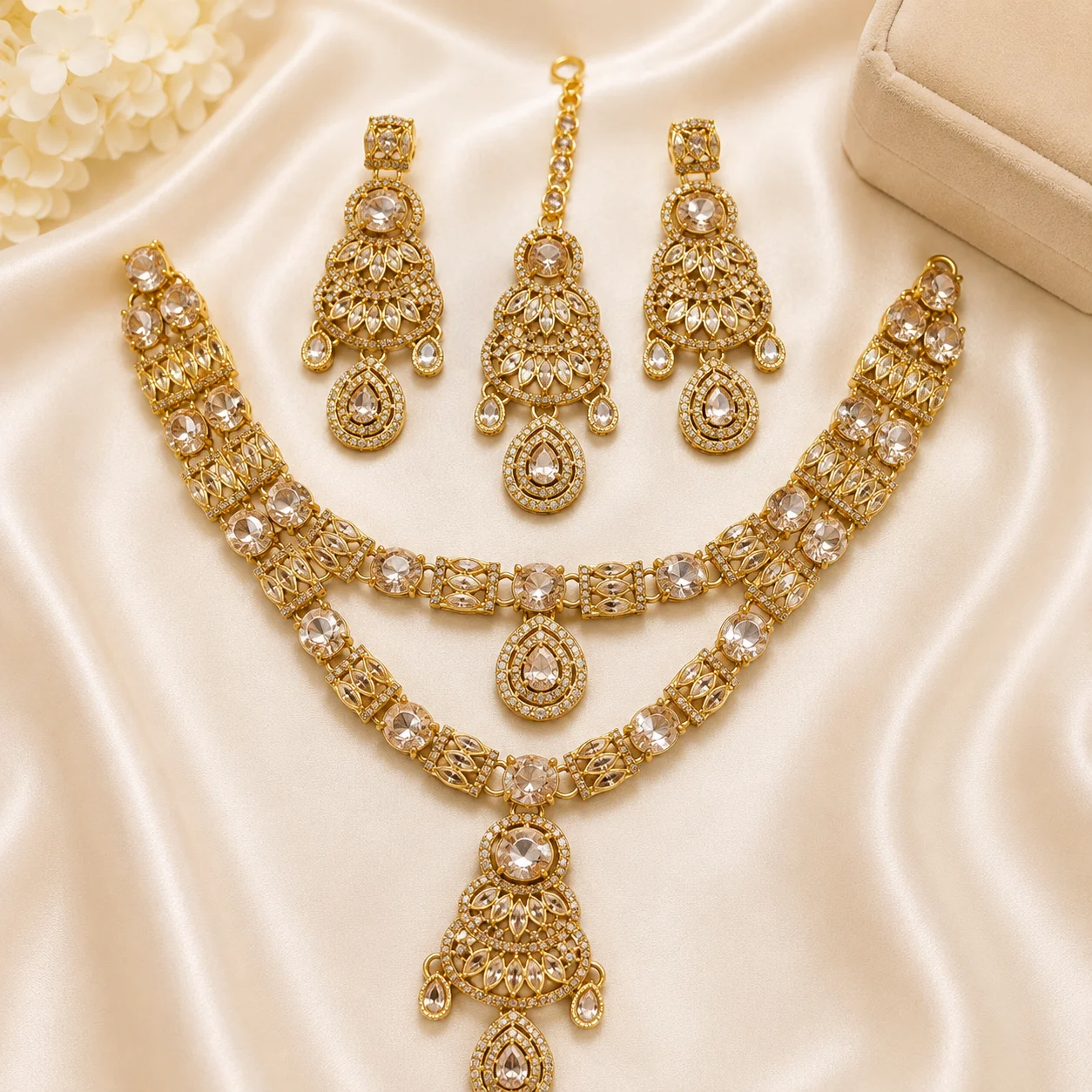 Gold, Silver & Emerald Green Bridal Jewelry Collection