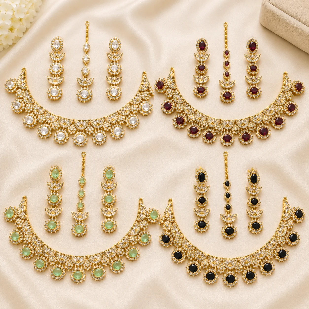 Diamond, Pista, Dark Mehroon & Black Stone Bridal