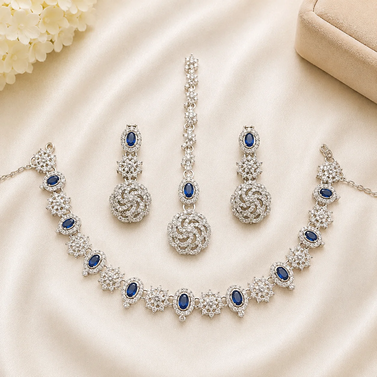 Green, Blue & Red Stone | Gold Plated Jewelry Set