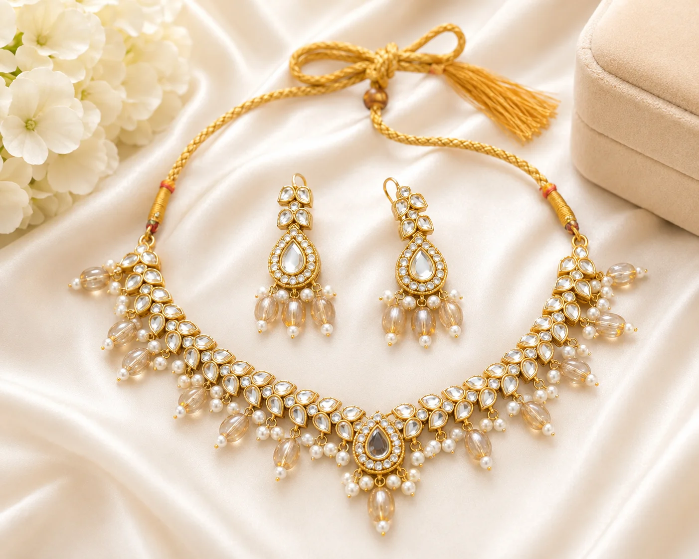 Luxury Kundan Pearl Necklace Set