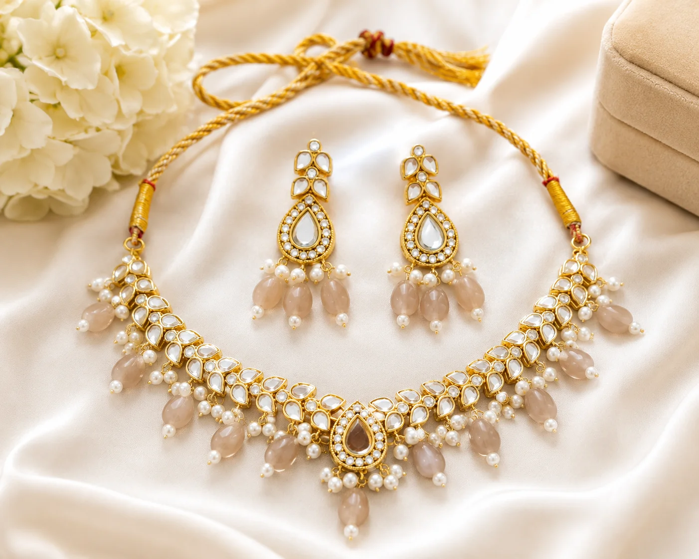 Luxury Kundan Pearl Necklace Set