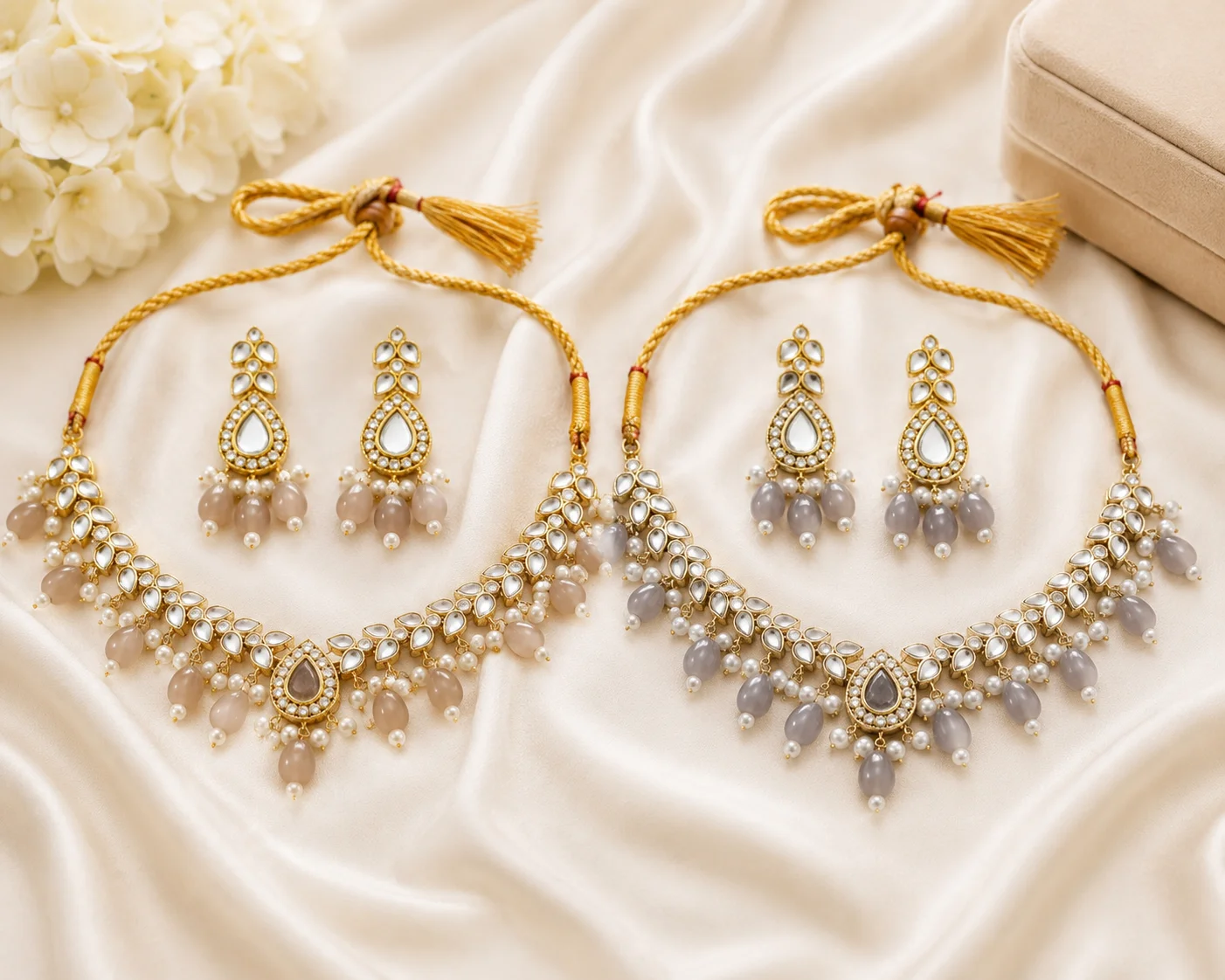 Luxury Kundan Pearl Necklace Set