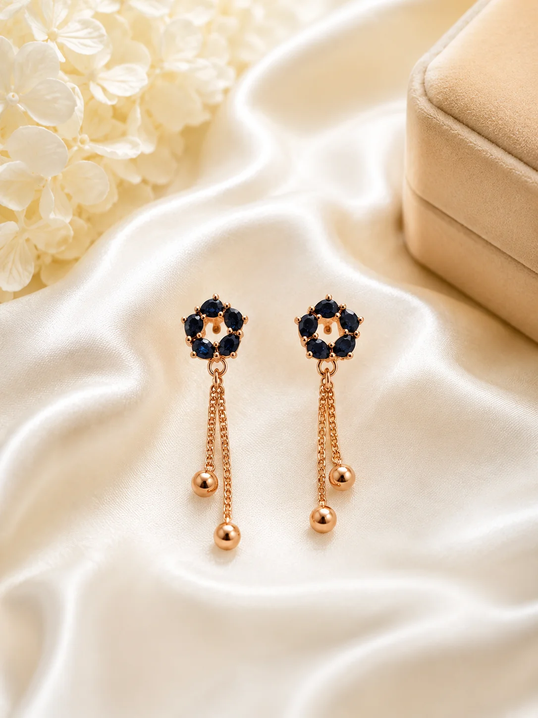 Luxury Rose Gold Triple Color Drop Earrings Collection