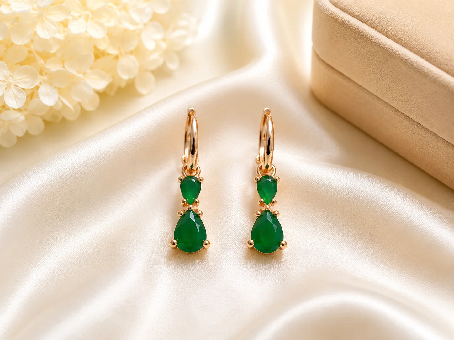 Luxury Green & Sky Blue Teardrop Earrings