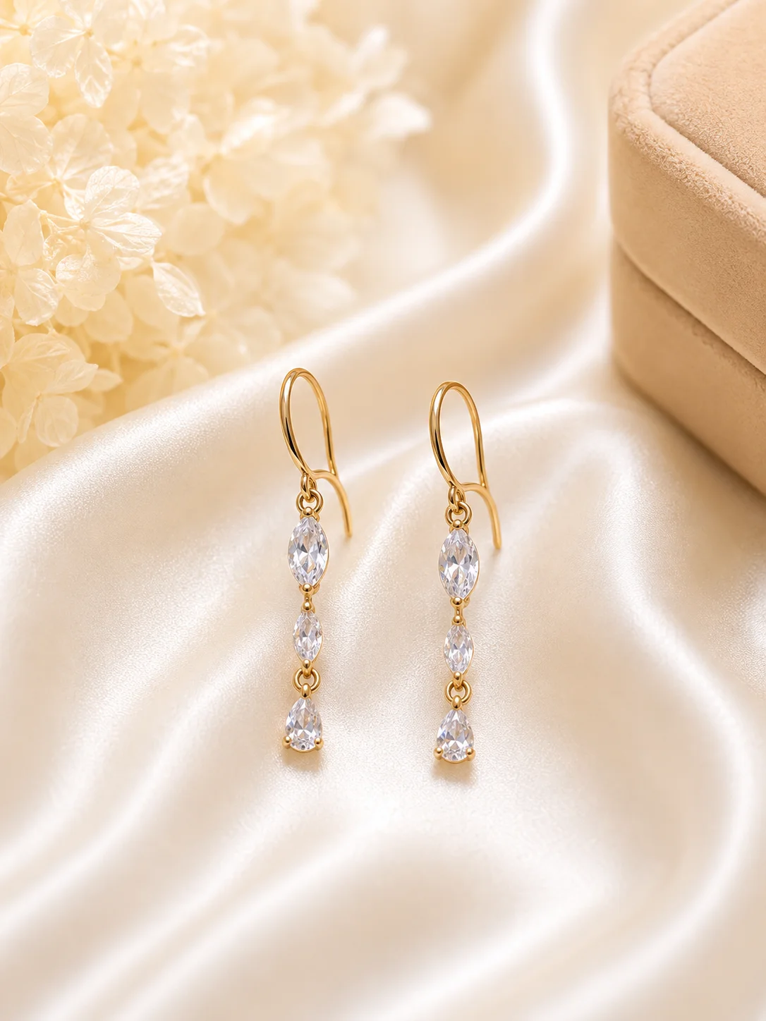 Elegant Gold Drop Earrings – Multicolor & Crystal Stone Collection