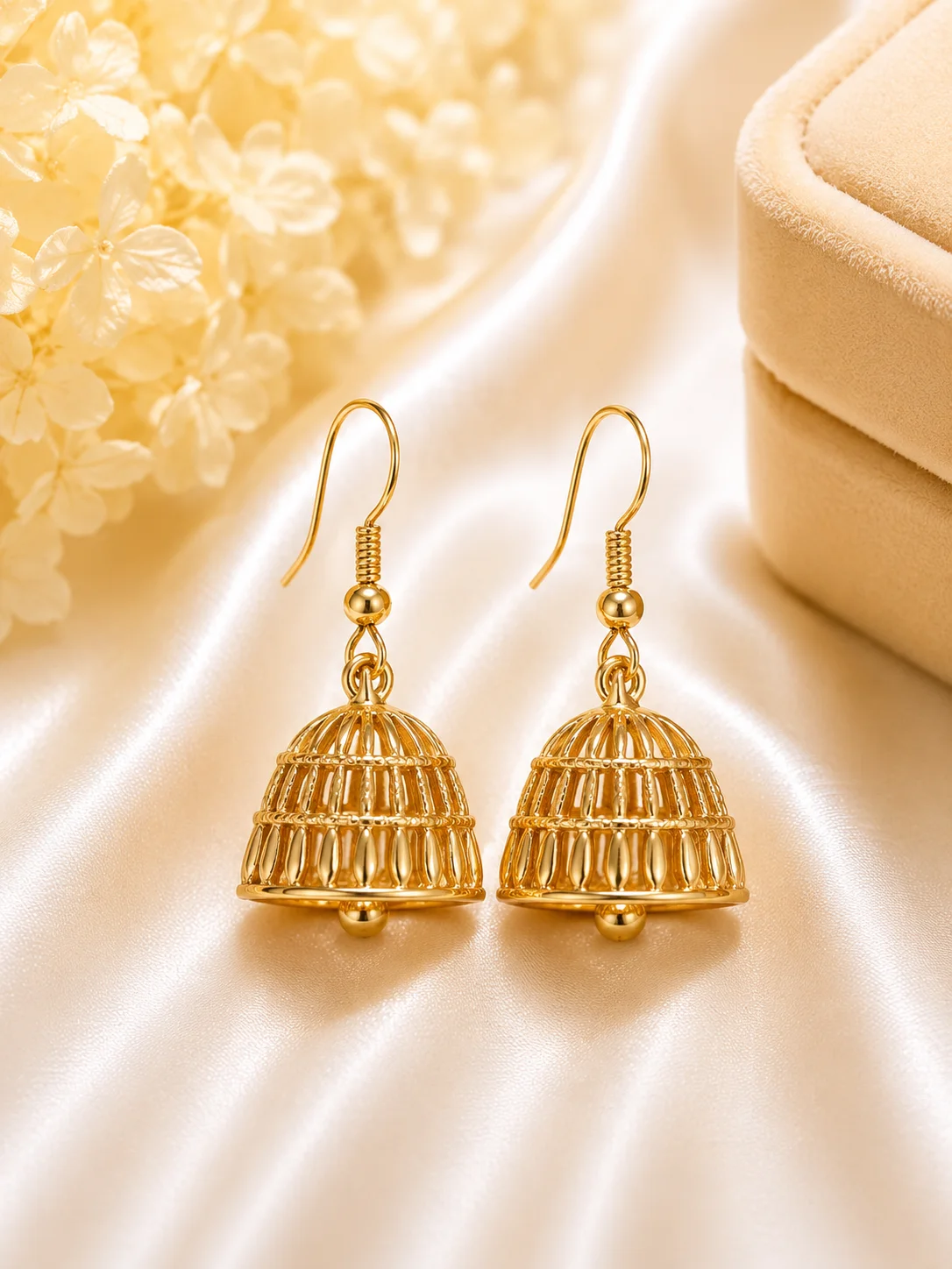 Traditional Golden Cage Jhumka Earrings