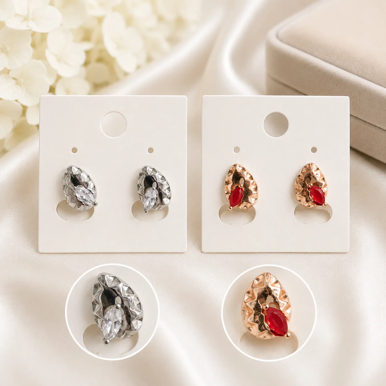 Luxury Silver & Rose Gold Stud Earrings Combo