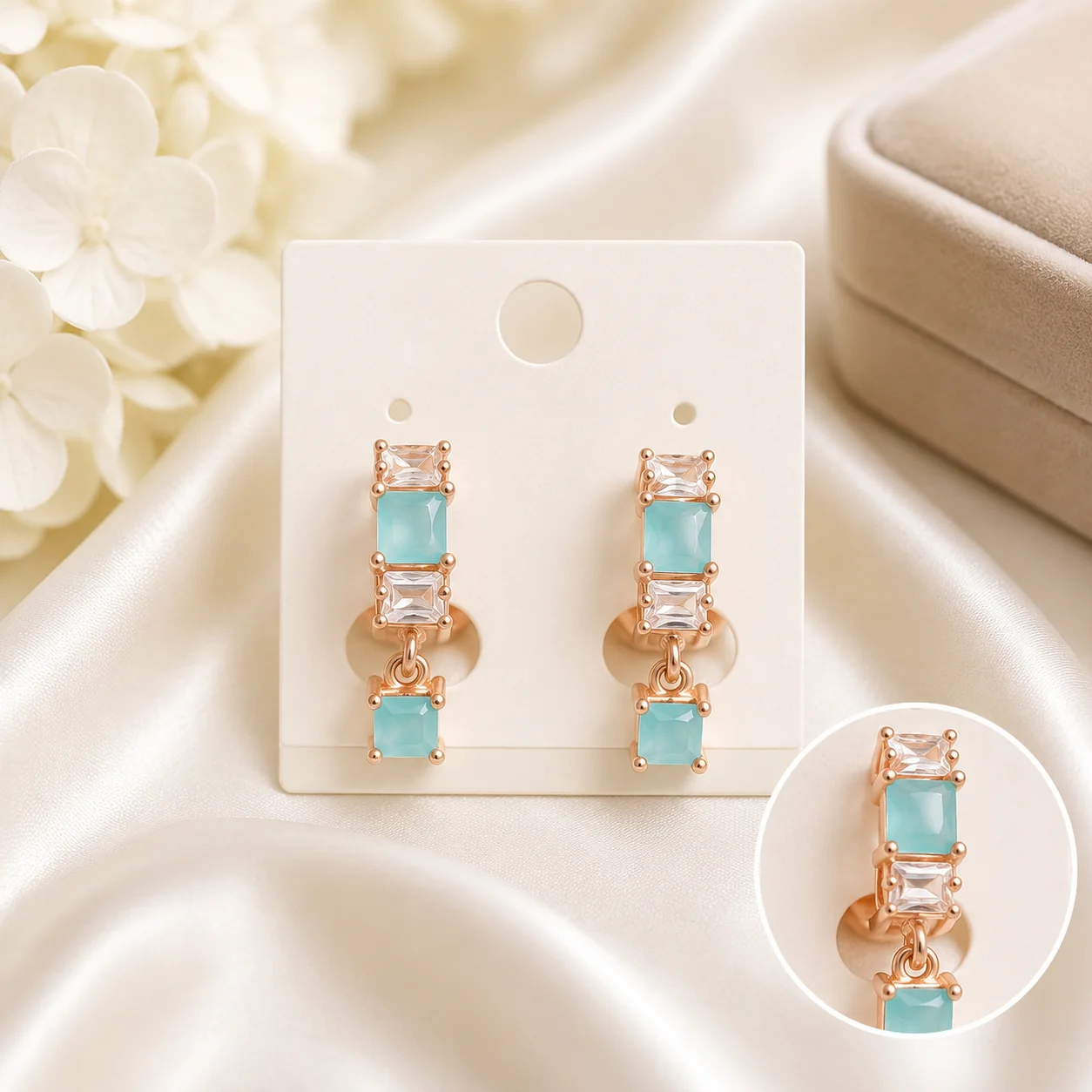 Elegant Square Zircon Dangle Earrings for Women