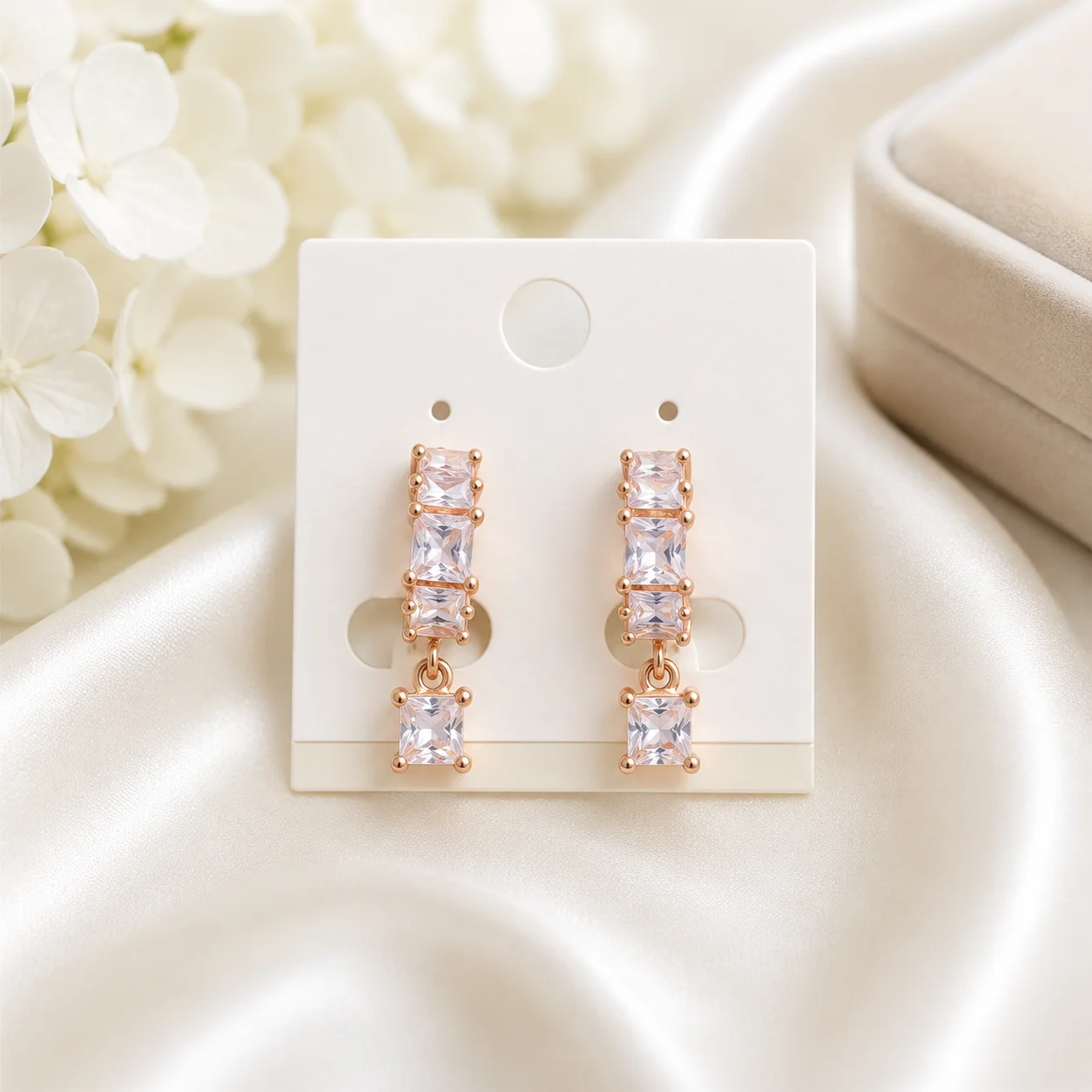 Elegant Square Zircon Dangle Earrings for Women