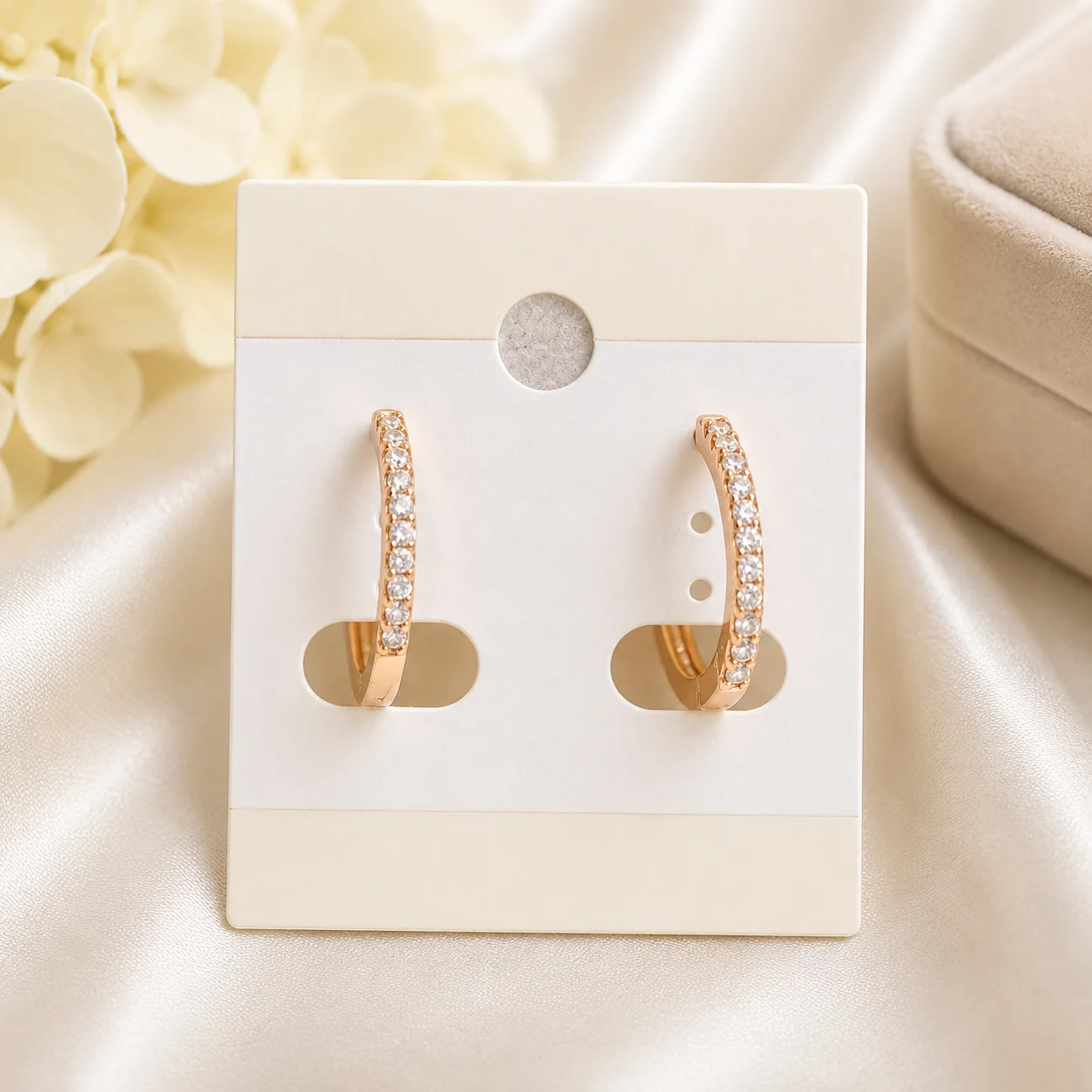 Rose Gold Crystal Hoop Earrings | Elegant Everyday Luxury Earrings