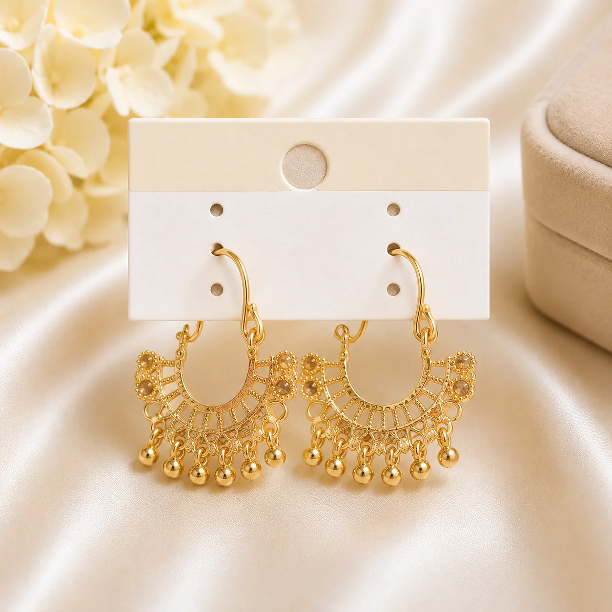 Gold Boho Hoop Earrings | Vintage Filigree Dangle Earrings