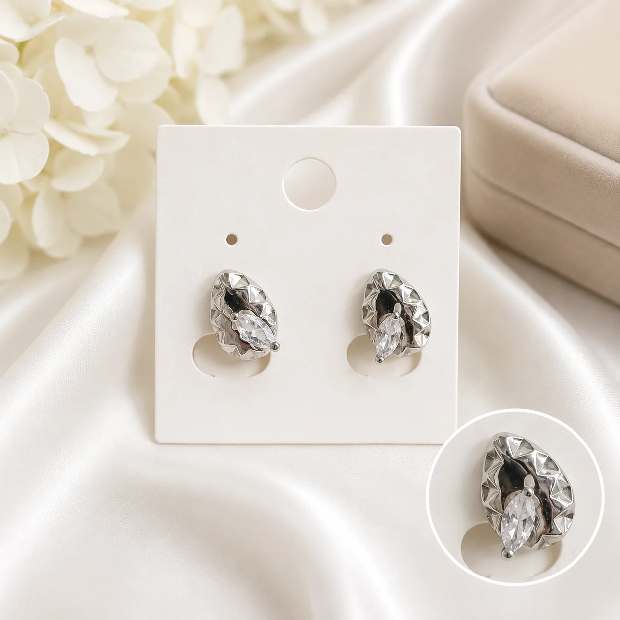 Rose Gold Geometric Crystal Stud Earrings