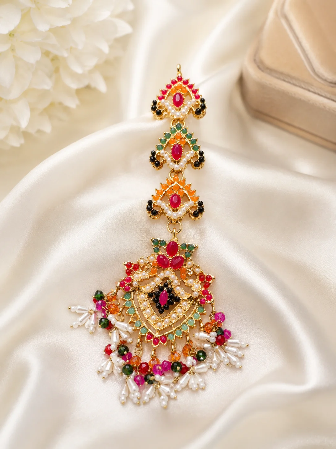 Luxury Multicolor Pearl Tassel Statement Earrings