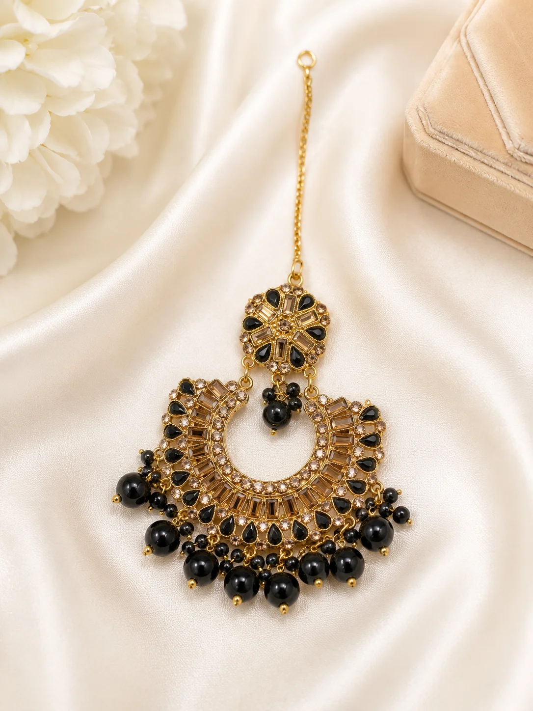 Luxury Black Stone Chandbali Tikka