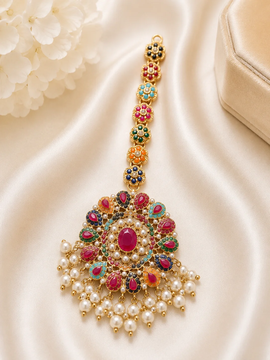 Luxury Multicolor Kundan Pearl Tikka