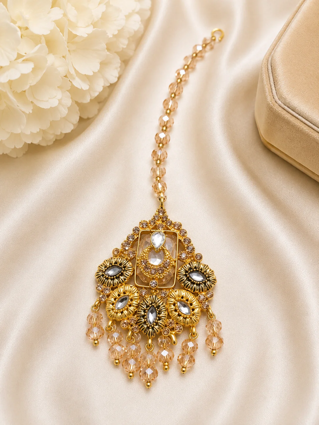 Luxury Champagne Crystal Antique Tikka