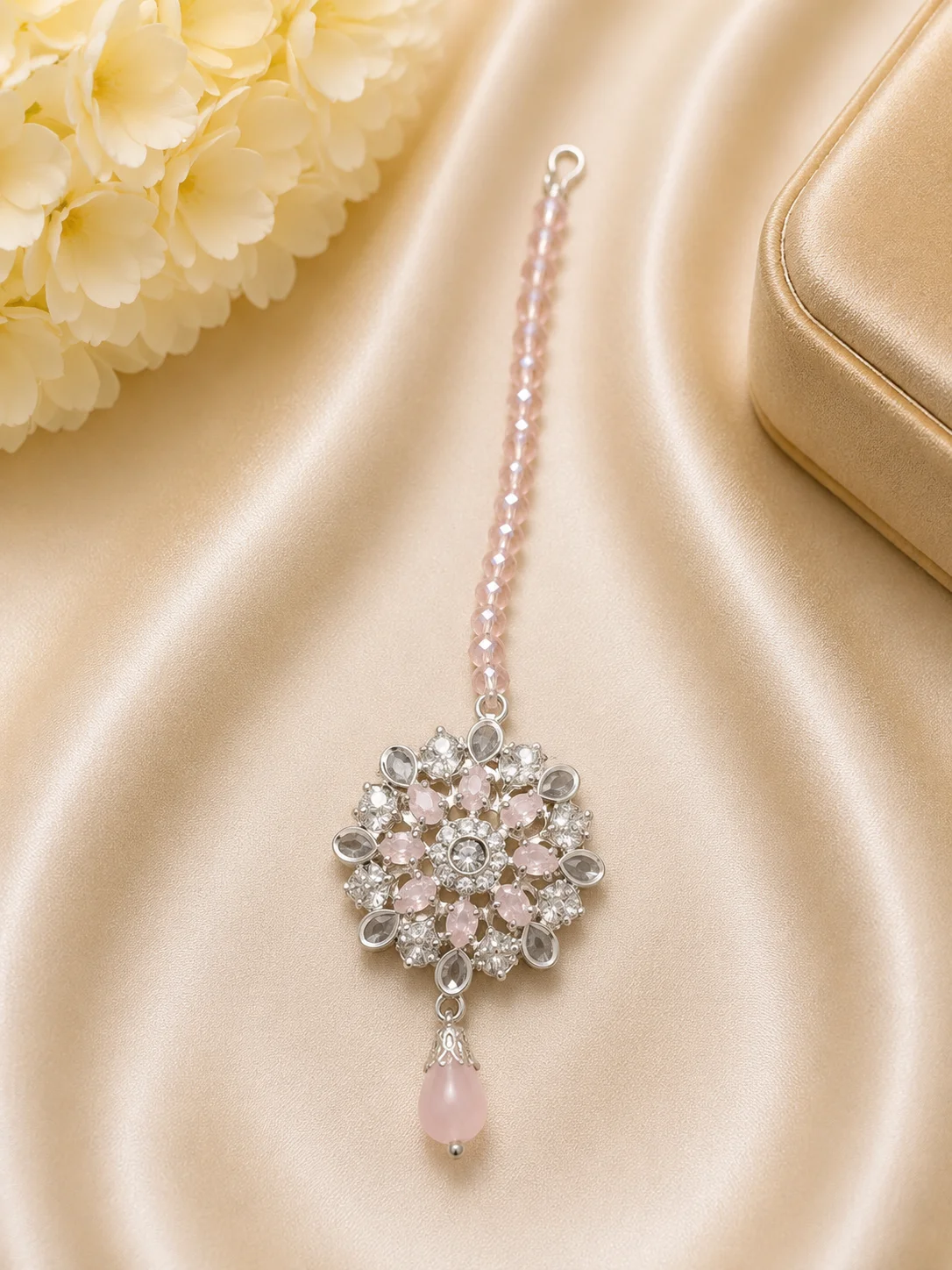 Luxury Floral Tikka Trio Set – Pink, Black & Mint Green
