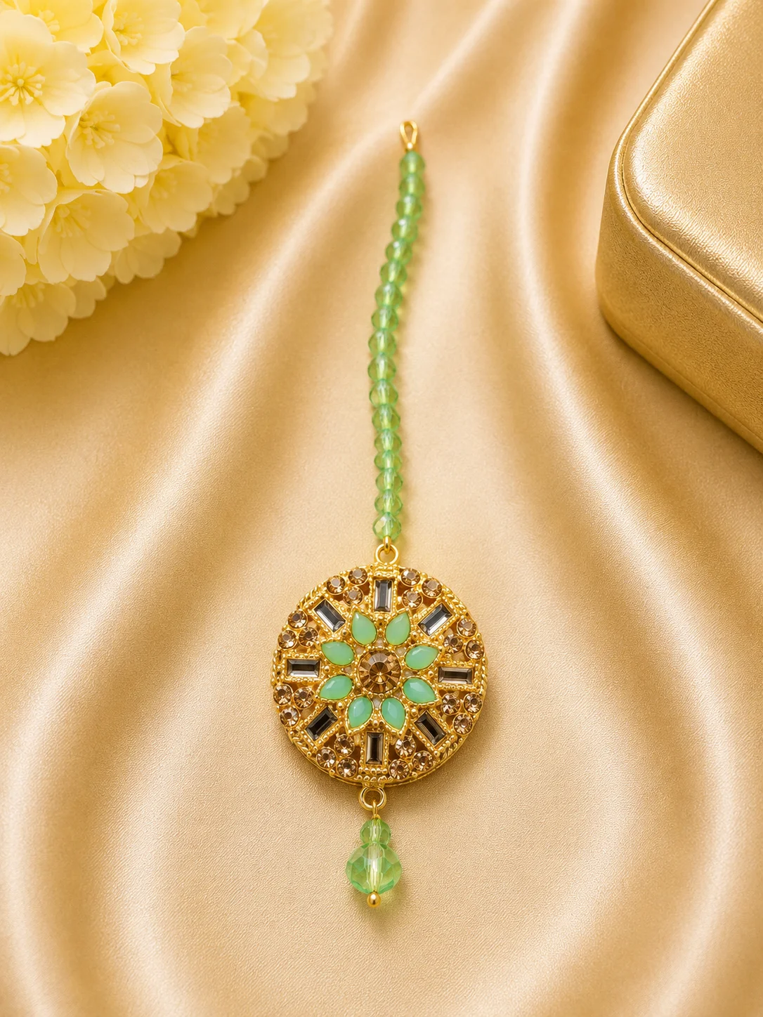 Premium Multicolor Floral Kundan Tikka – 3 Color Set