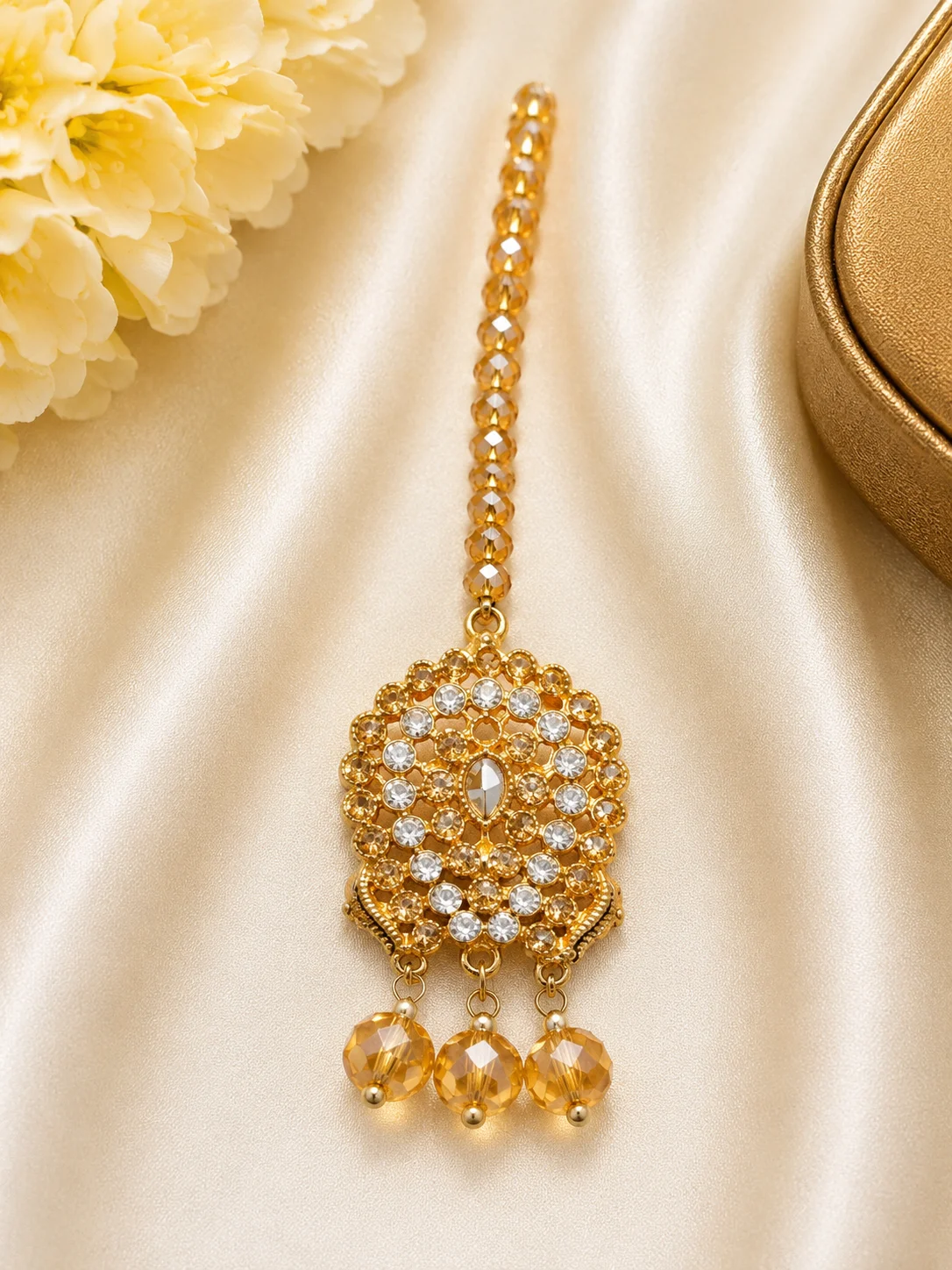 Luxury Gold Crystal Maang Tikka