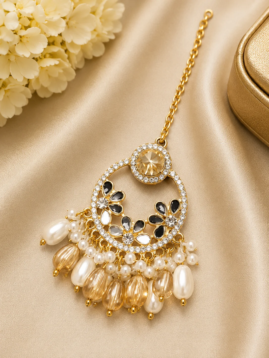 Luxury Pearl & Crystal Maang Tikka