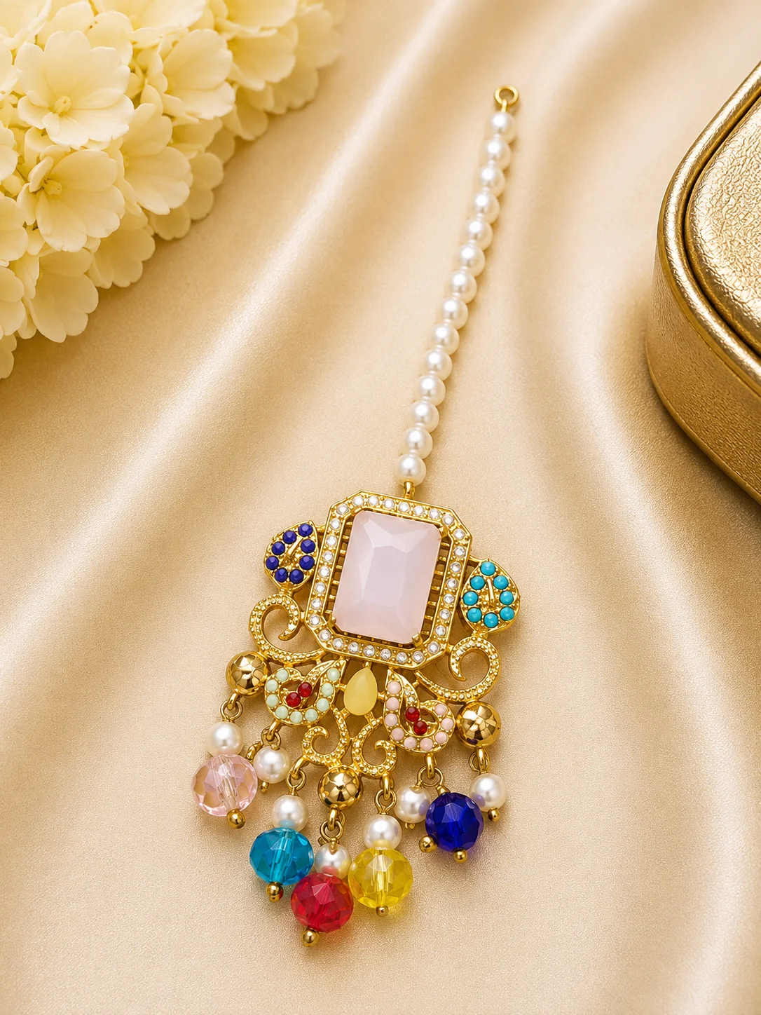 Luxury Multicolor Pearl Maang Tikka