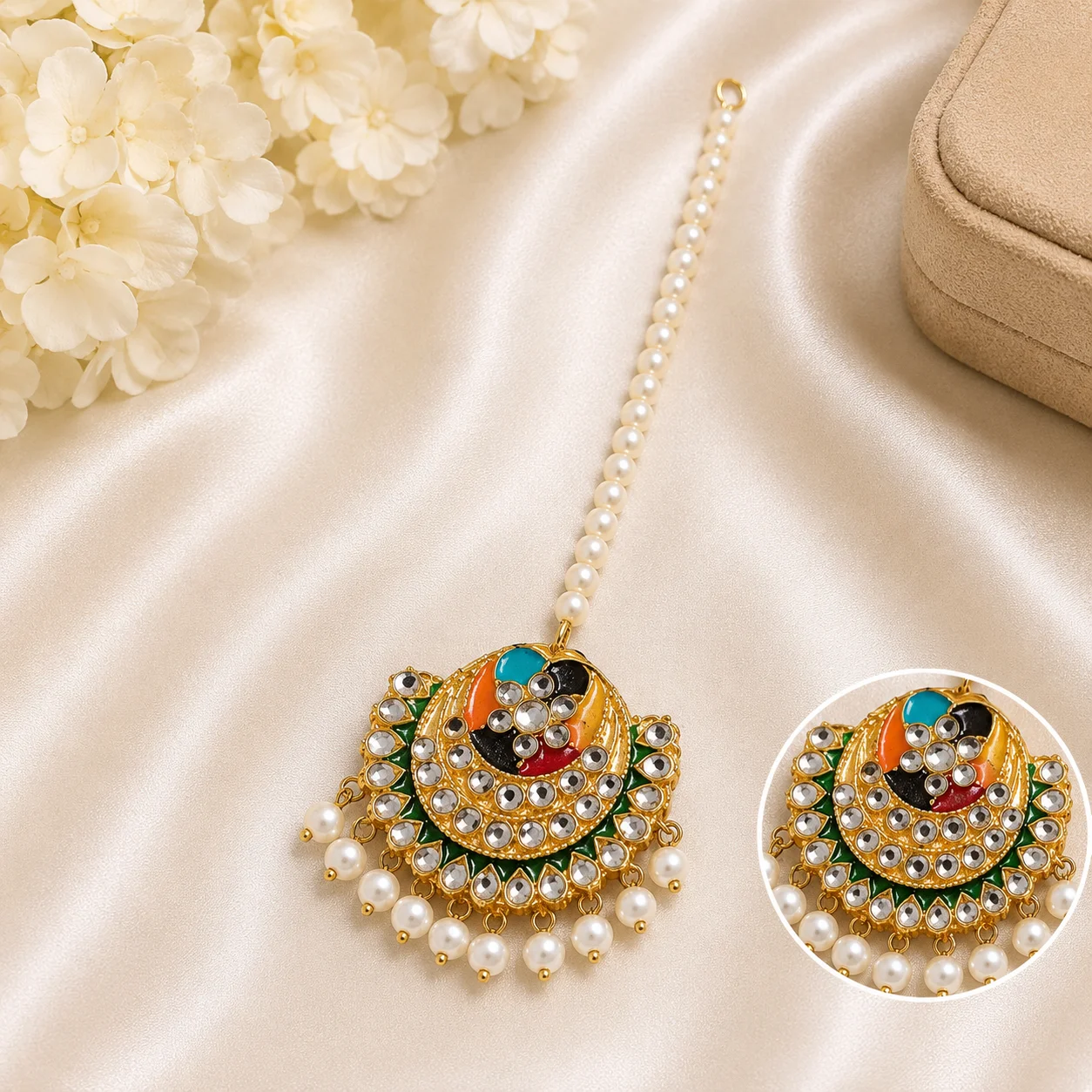 Traditional Multicolor Kundan Maang Tikka
