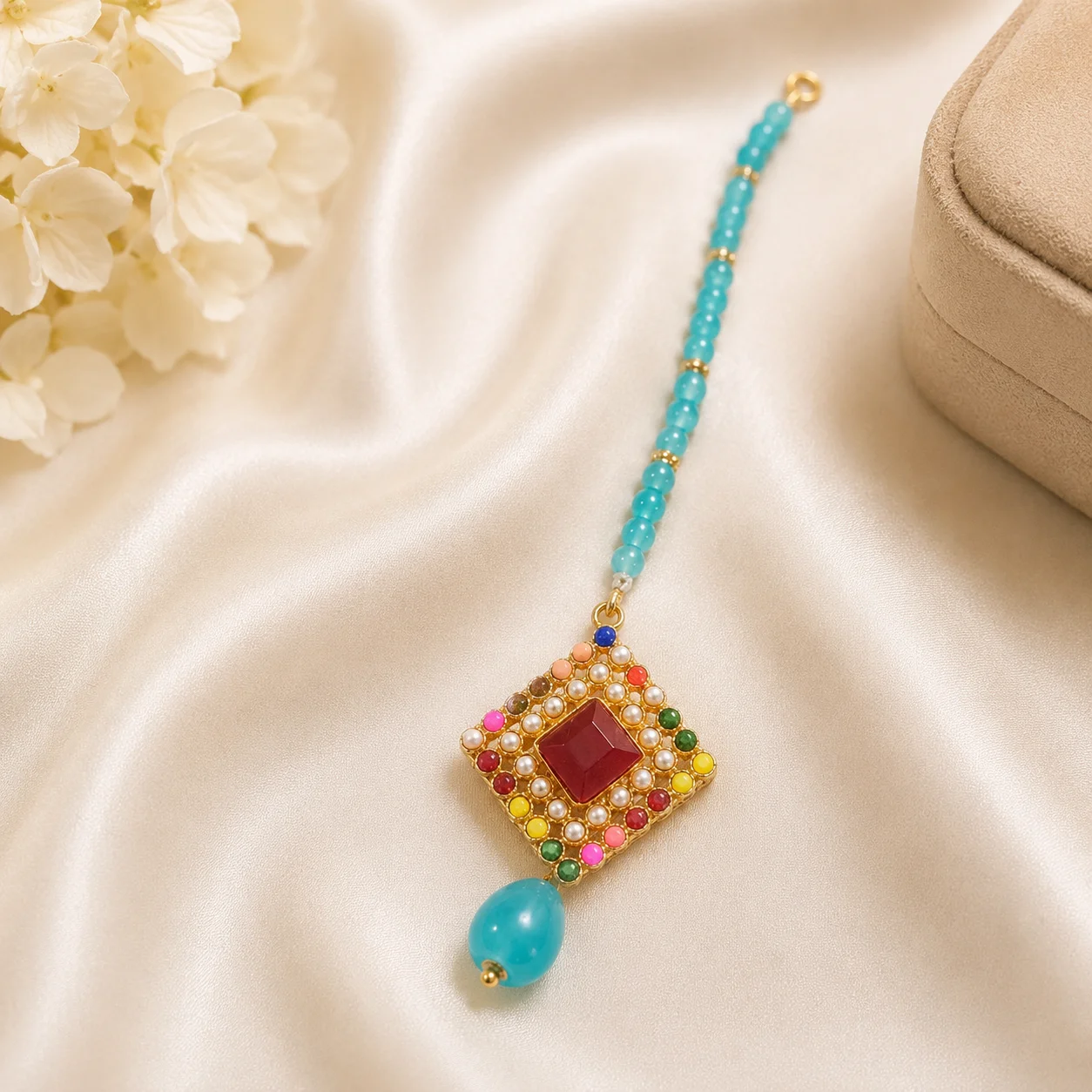 Multicolor Square Maang Tikka