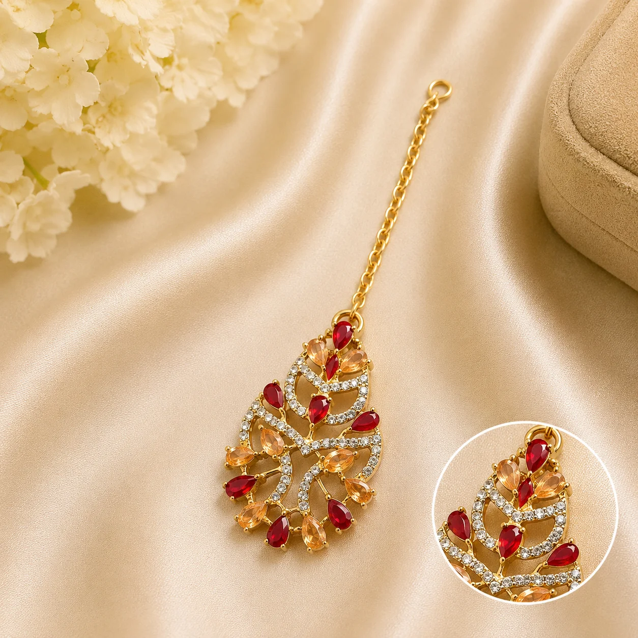 Leaf Design Red Stone Latkan