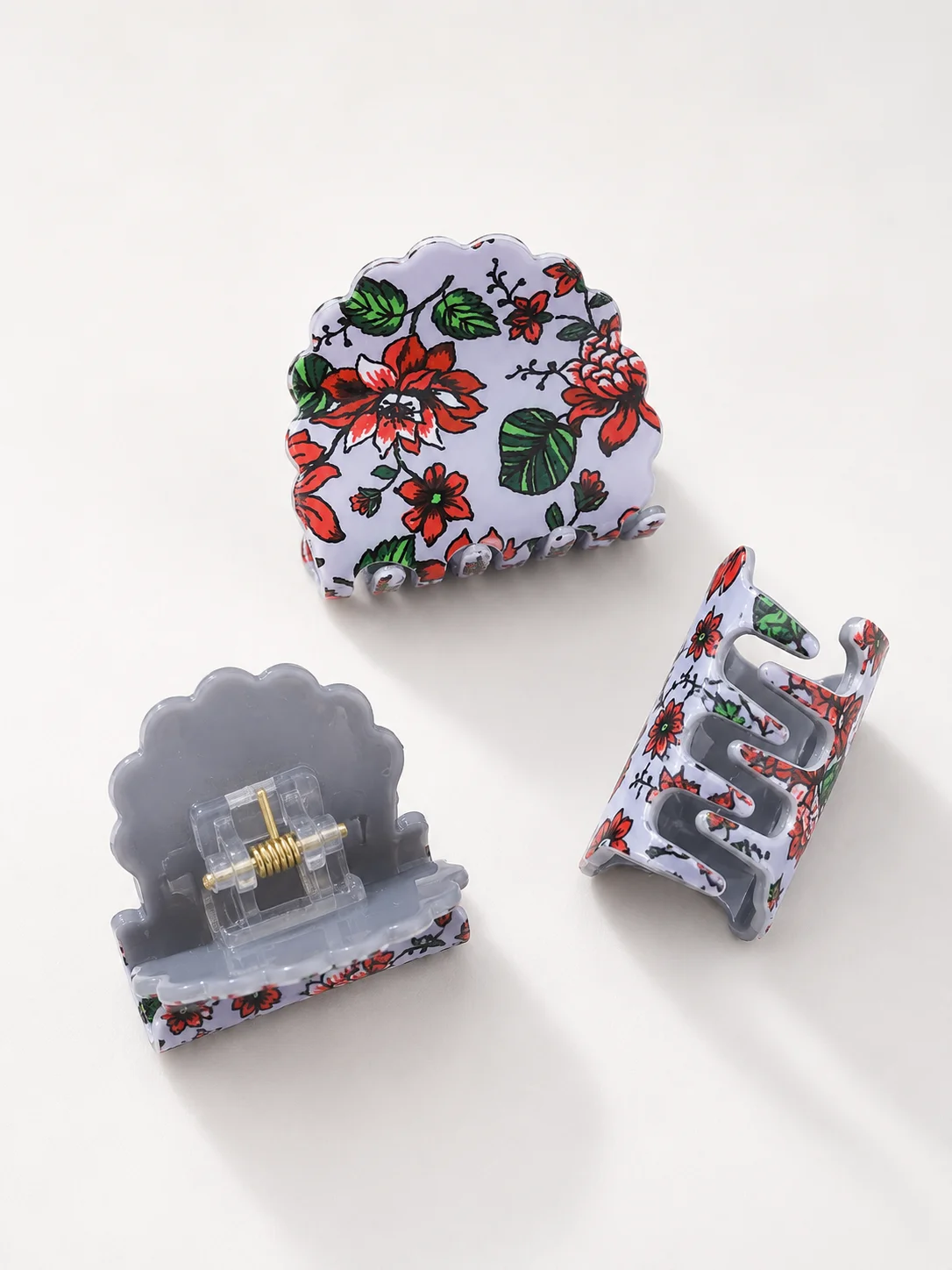 Mini Floral Hair Claw Clip Set – Elegant Printed Acrylic Hair Accessories for Women & Girls