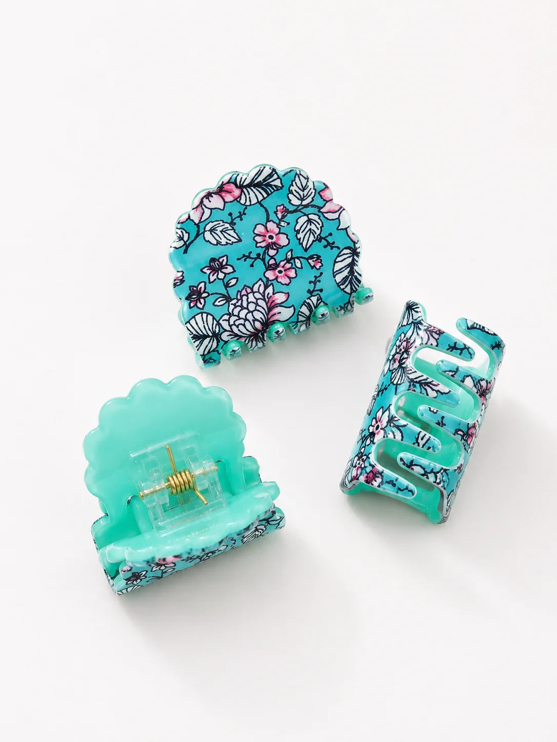 Mini Floral Hair Claw Clip Set – Elegant Printed Acrylic Hair Accessories for Women & Girls