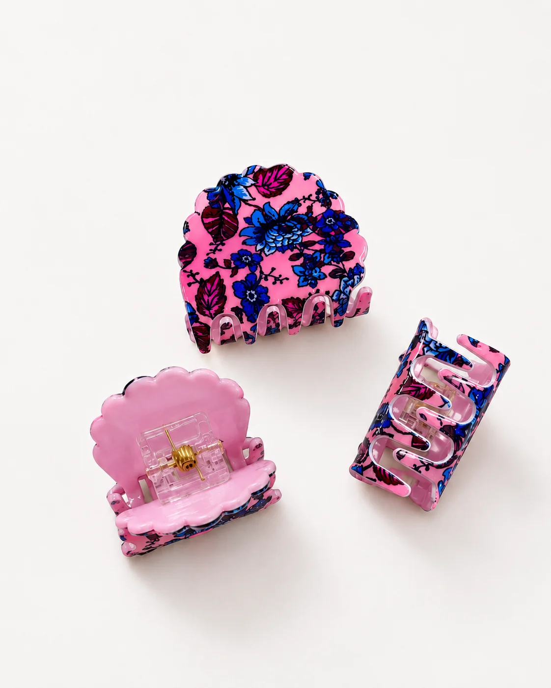 Mini Floral Hair Claw Clip Set – Elegant Printed Acrylic Hair Accessories for Women & Girls