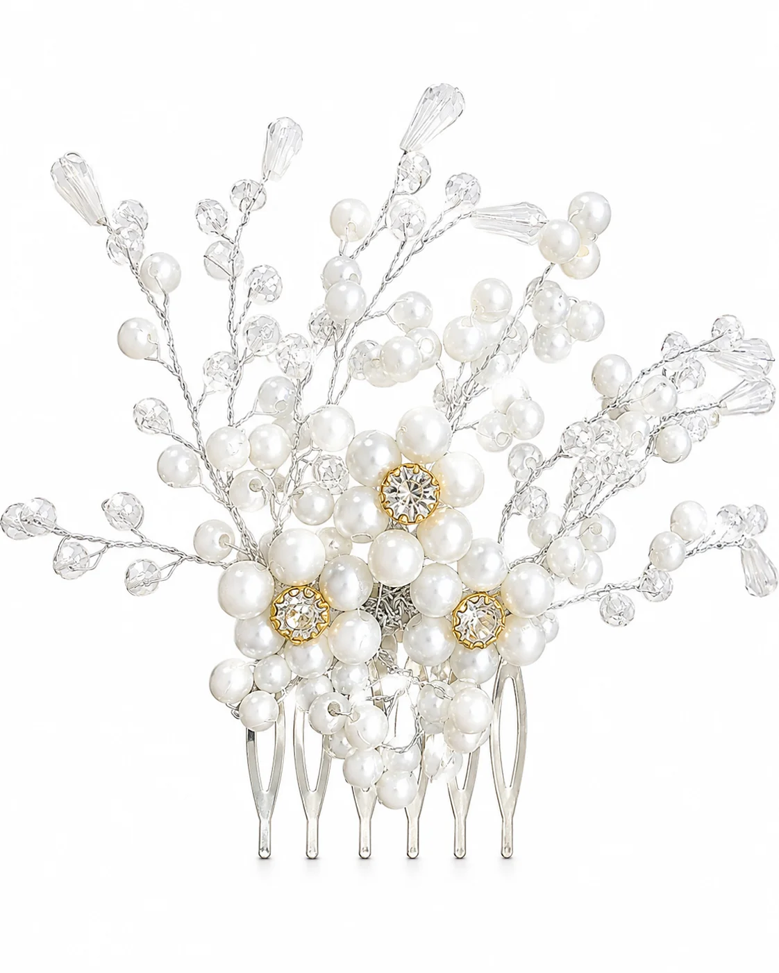 Elegant Pearl Floral Bridal Hair Comb