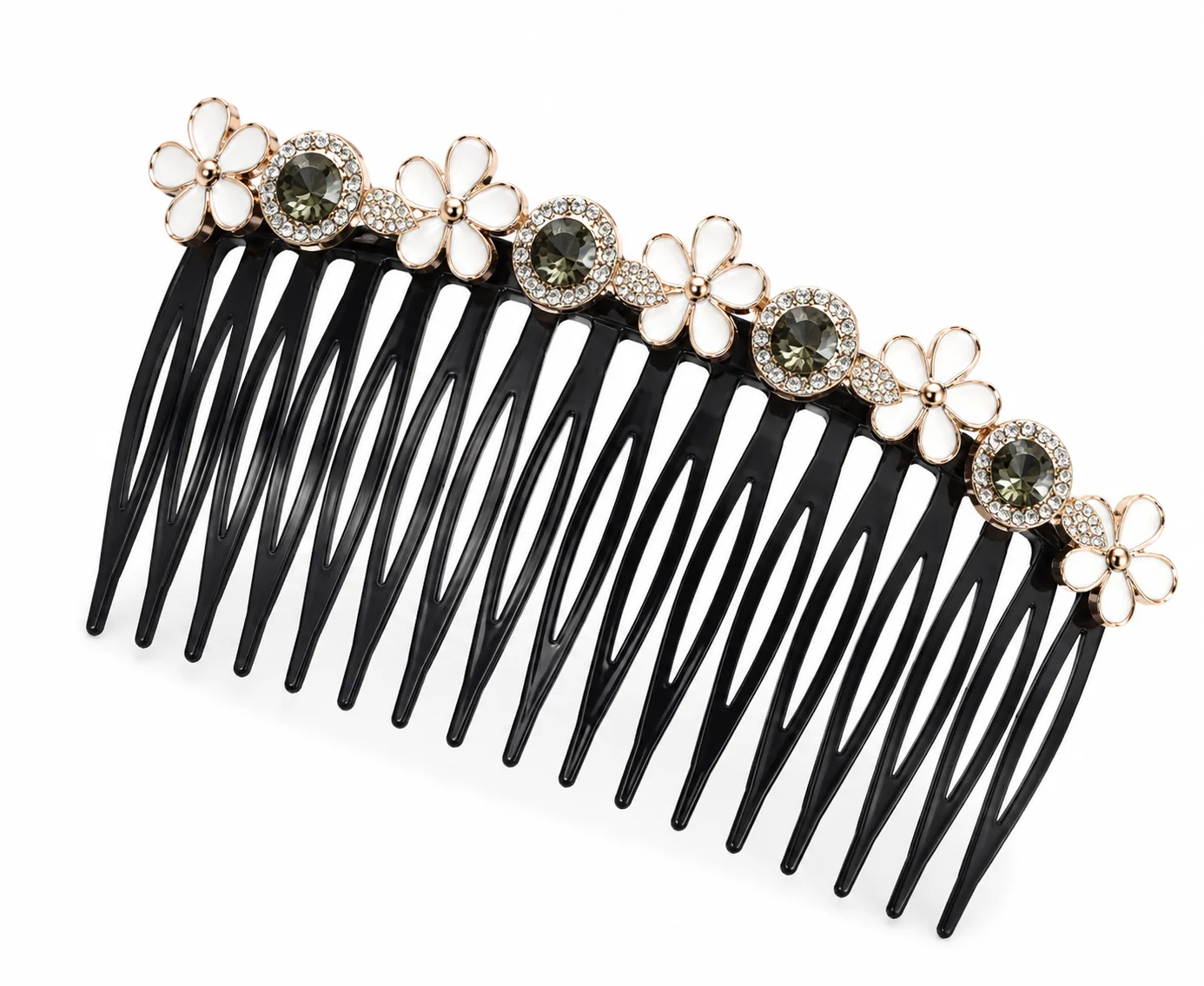 Floral Rhinestone Hair Side Comb