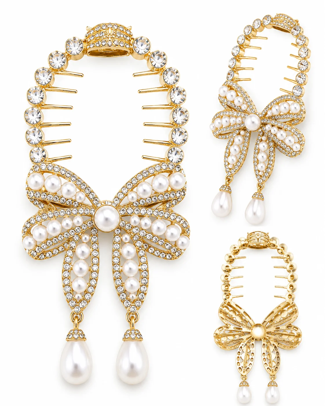Elegant Pearl Bow Hair Comb