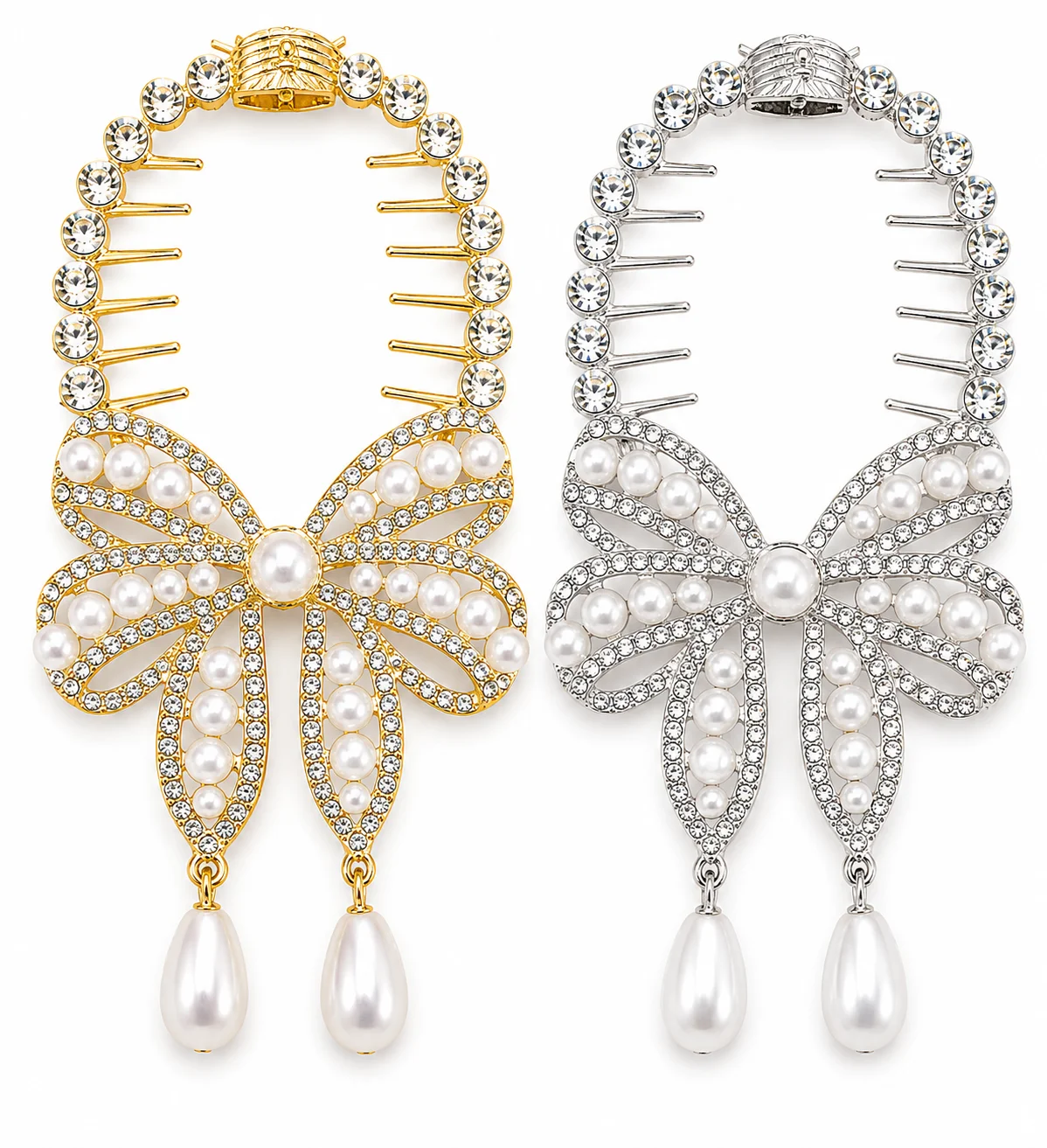 Elegant Pearl Bow Hair Comb