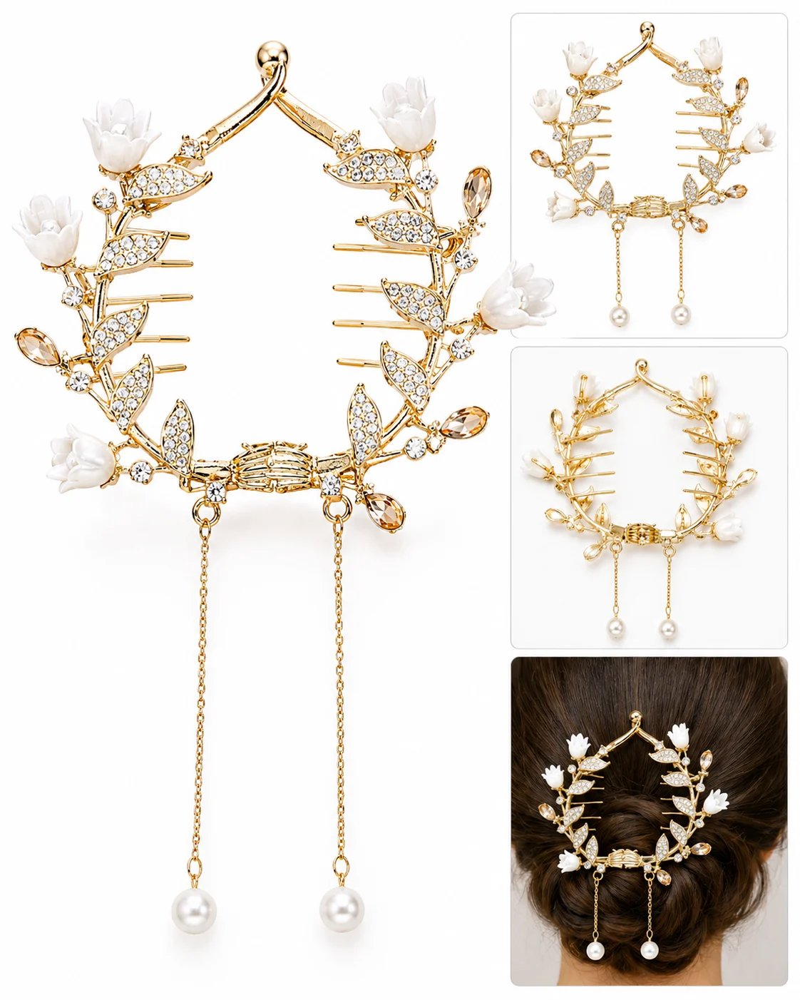 Elegant Floral Pearl Hair Comb