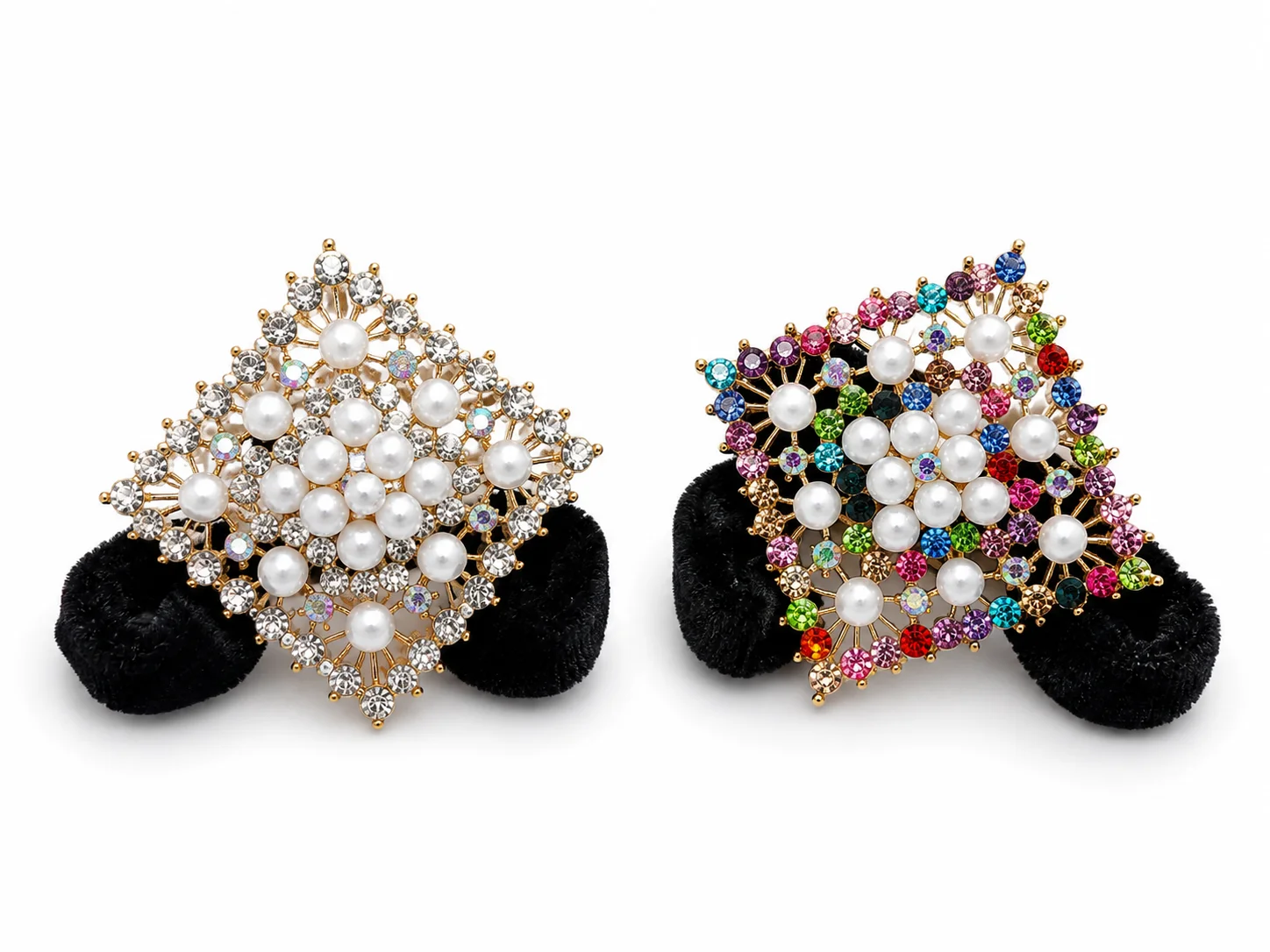 Luxury Pearl & Crystal Velvet Hair Scrunchies – 2 Design