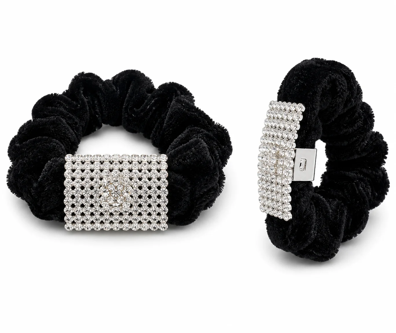 Luxury Crystal Rectangle Velvet Scrunchie Hair Tie